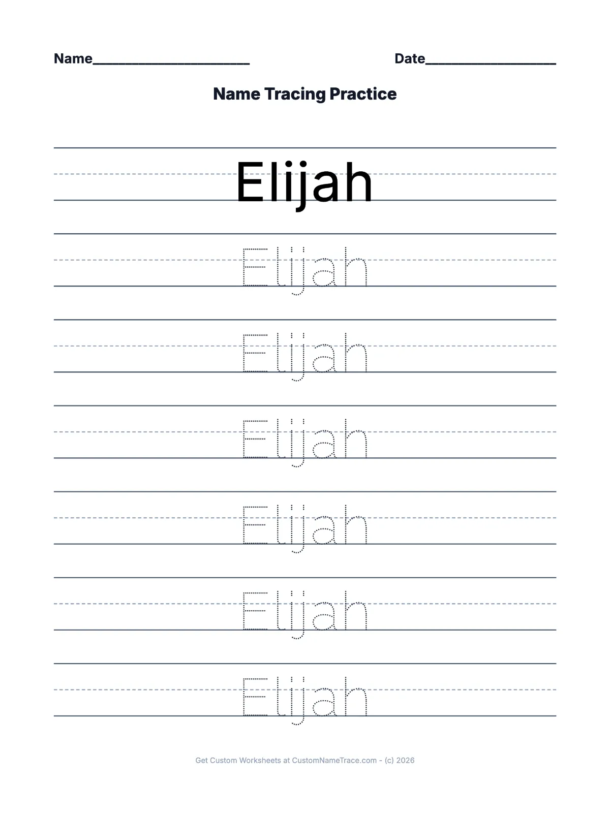 Elijah worksheet preview