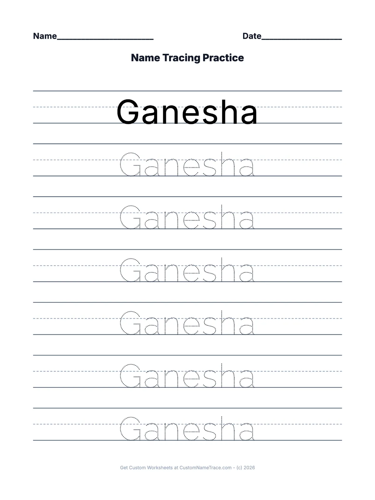 Ganesha worksheet preview