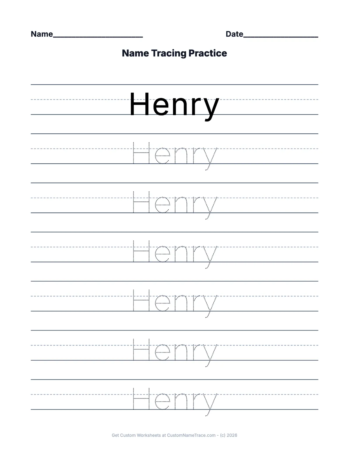 Henry worksheet preview