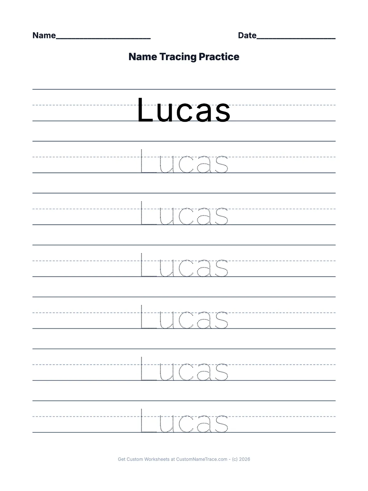 Lucas worksheet preview