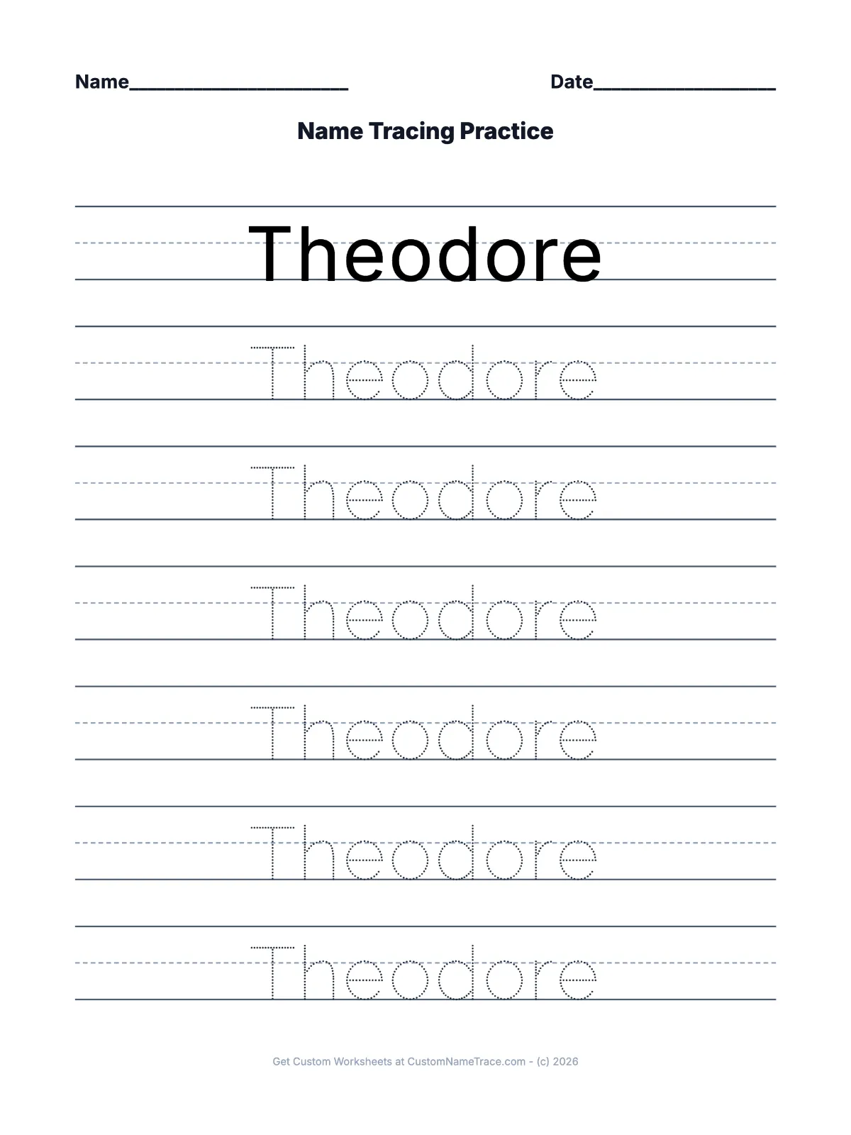 Theodore worksheet preview